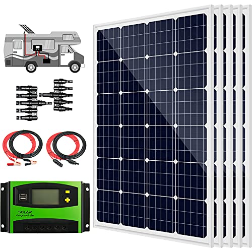 600 Watts 12 Volts rigid Monocrystalline Solar RV Kit Off-Grid Kit with 5pcs 120w solar panel,50A PWM LCD Charge Controller+ extension & battery cables+ Male and Female Connectors