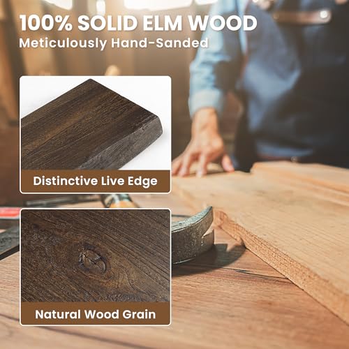 Image of Acovy Extra Deep 36 inch Long Live Edge Rustic Floating Shelves for Wall, Solid Wood Wall Shelves with Invisible Bracket Mount for Living Room Bathroom Bedroom Kitchen, Set of 2, Walnut