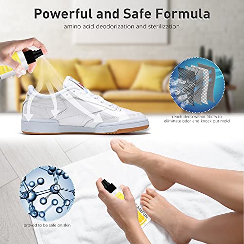 Shoe Deodorizer Spray, Lamfun Natural Odor Eliminator For Smelly Feet, Shoes And Gym Bags, Foot Deodorant Fights Odor, Lemon Fragrance, 150Ml #TOP2
