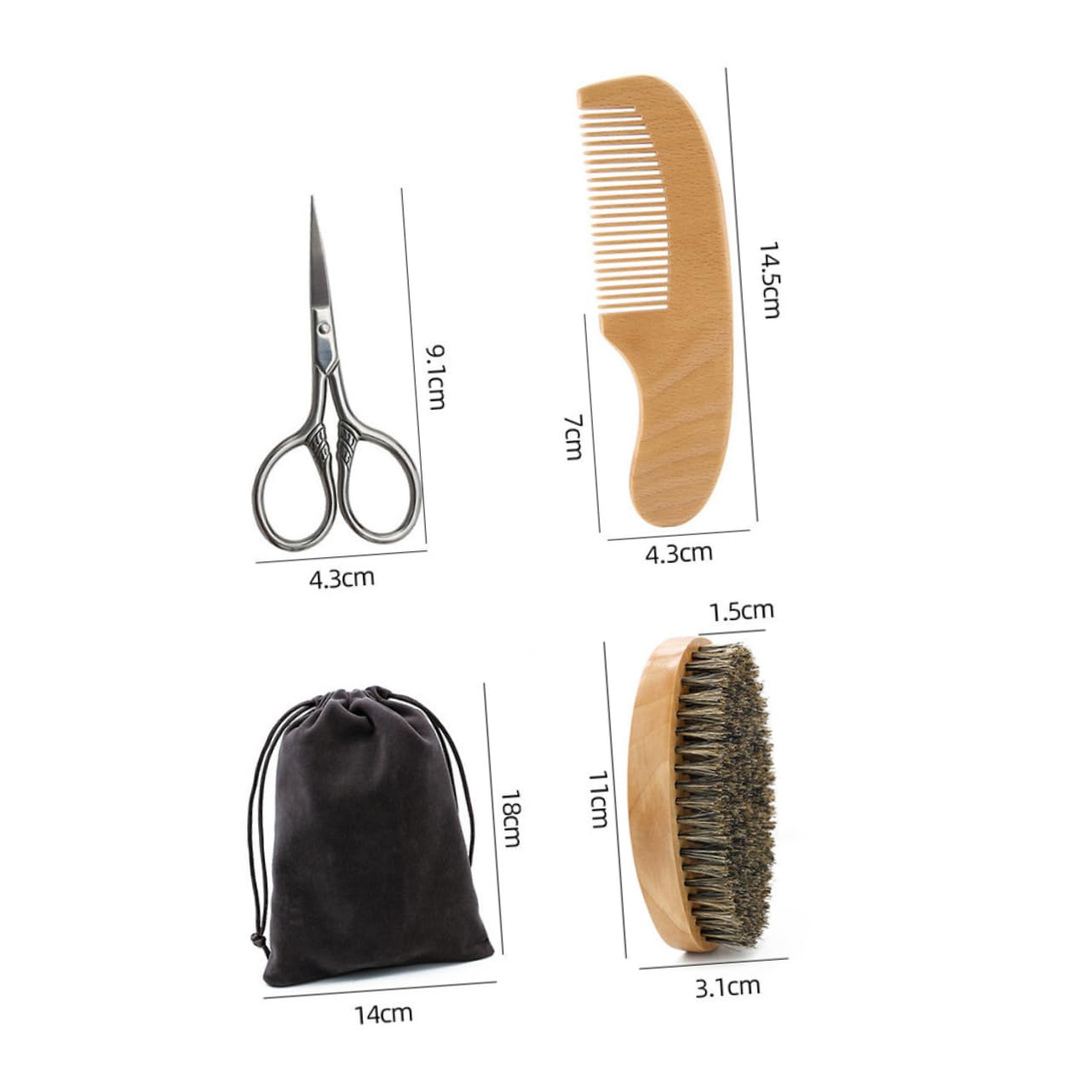 Mikinona Beard Care Kit Beard Styling Scissors Grooming Tools Set for Men Comb Storage Bag