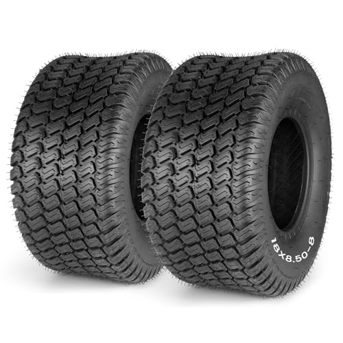 18x8.50-8 Lawn Mower Tire,18x8.50x8 Lawn Mower Tires Set of 2, 4-Ply Tubeless Turf Tires for Zero Turn Mower/Golf Cart/Tractor, Heavy Duty 18x8.5-8 Tires with P332 Tread, Max Load 815LBS
