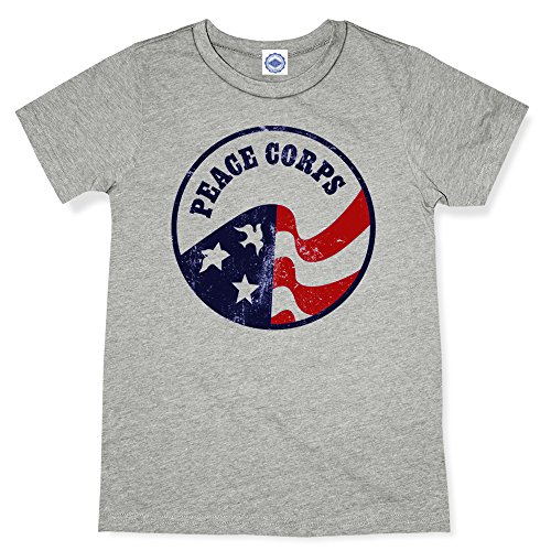 Hank Player U.S.A. Vintage Peace Corps Logo Men's T-Shirt (L, Heather Grey)