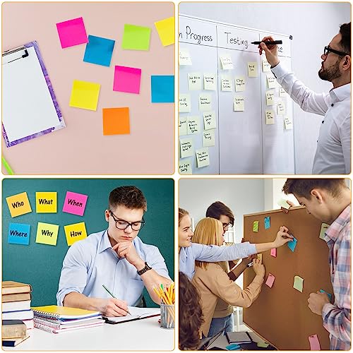 Image of Seajan 240 Pads 3 x 3 Inch Sticky Notes Notepads Multi Bright Colors Self Sticky Pads for Students Teachers School Office Supply Desk Accessory 15 Colors, 50 Sheets Each(Neon,Plain)