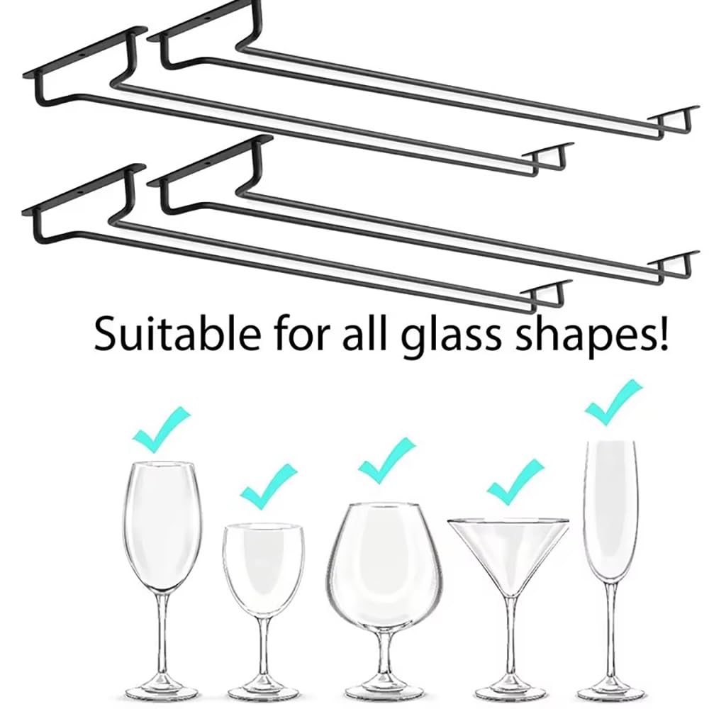 HEYOUTH Support Verre a Pied Suspendu,Porte Verre a Pied Suspendu,Porte Verres Suspendu,4 Pièces 40cm Porte-verres à Vin Peut contenir 32 à 40 verres à vin avec Vis pour Cuisine Café Bar Restaurant