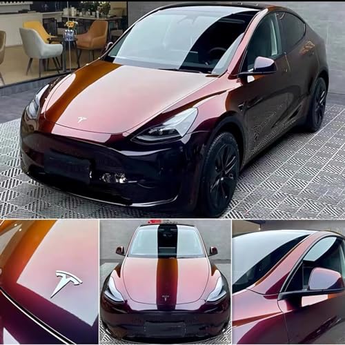LZLRUN Premium Glossy Liquid Metal Red Vinyl Wrap Sticker for Car DIY Self Adhesive Decal Super Gloss Blood Red Wrap Film (1ft × 5ft) - Image 5