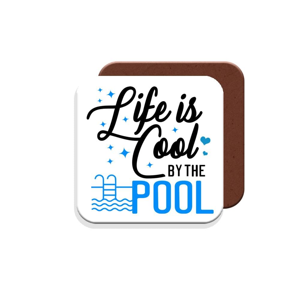 Gift Coaster for Swimmer/Swimming - Life is Cool by The Pool - Giftset - Made by MUGGZ in The UK