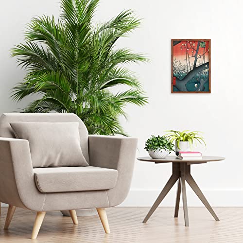 Poster japonais Ukiyo-e Hiroshige Plum Park en bois de taille Rustic Small