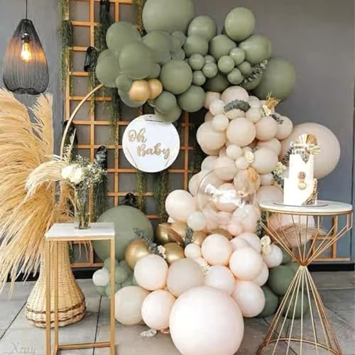 Image of PartyWoo Retro Green Balloons, 100 pcs 10 Inch Sage Green Balloons, Green Balloons for Balloon Garland Arch as Party Decorations, Birthday Decorations, Wedding Decorations, Baby Shower Decorations