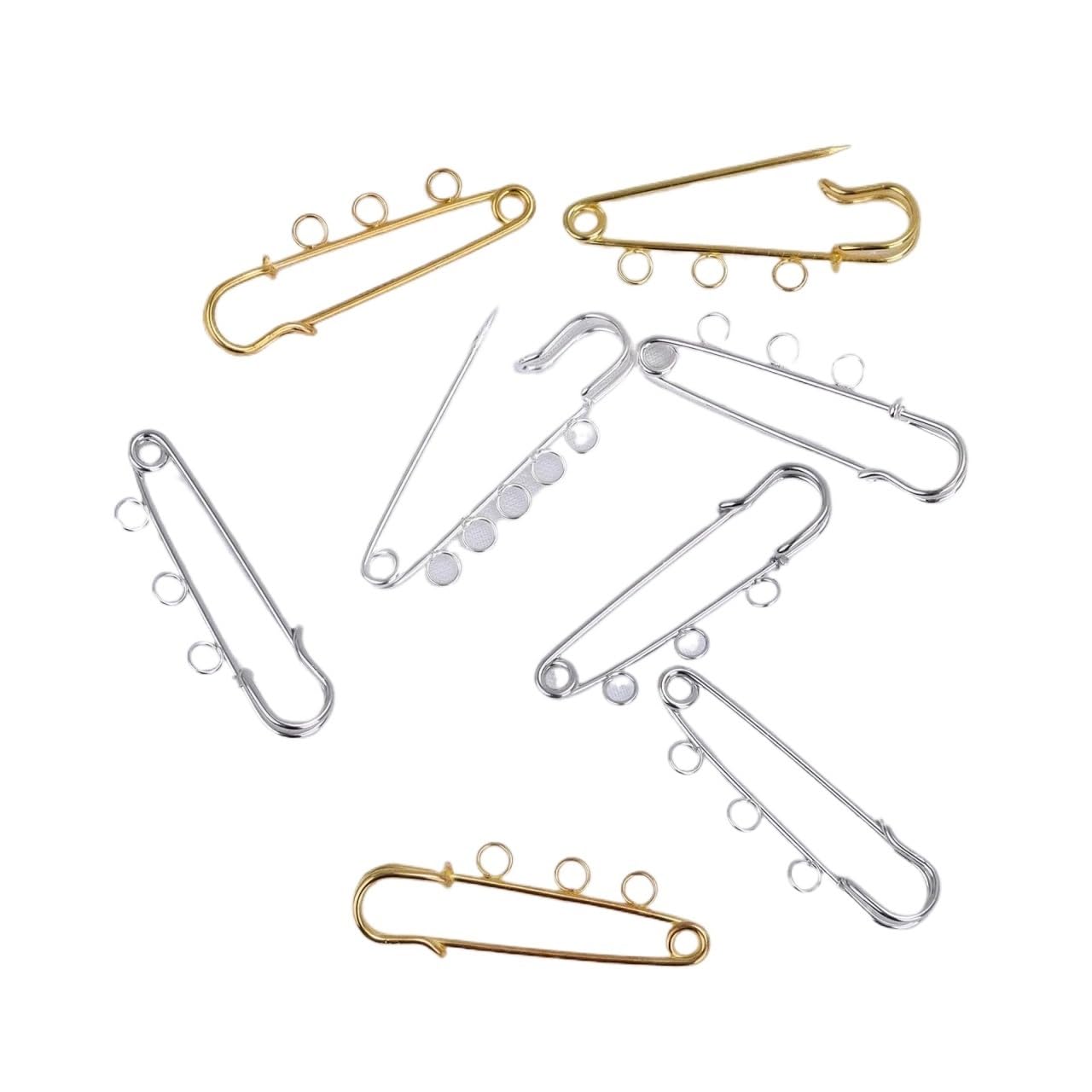 Sicherheitsnadeln, 100 Stück, 50 mm, Metall-Broschennadeln, Kilt-Verschlüsse für Kleidung, Mantel, Decken, gestrickt, DIY-Schmuckzubehör (10 Stück Gold A)