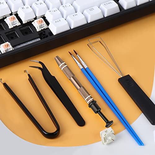 Image of RUNJRX Keyboard Lube Kit with Tweezers,Keycap Puller,Switch Puller,4-Claw Grabber,Lube Pen for Custom Keyboard, Keyboard Lube Tools
