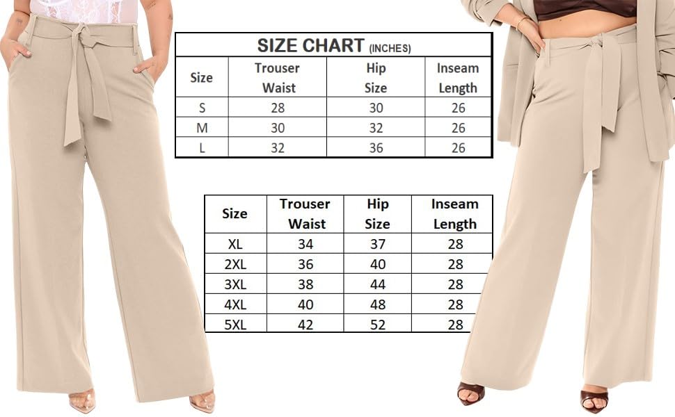 Image of FRAULEIN Women's Western Stylish Trousers Relax Fitting Belted Wide Leg [S - 5XL] Size Pants