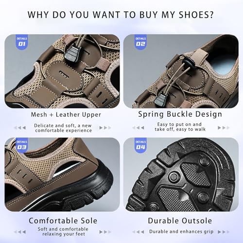 Men's Sport Hiking Sandals Outdoor Hiking Closed Toe Outdoor Athletic Walking Sandal for Lightweight Summer Beach Water Shoes2