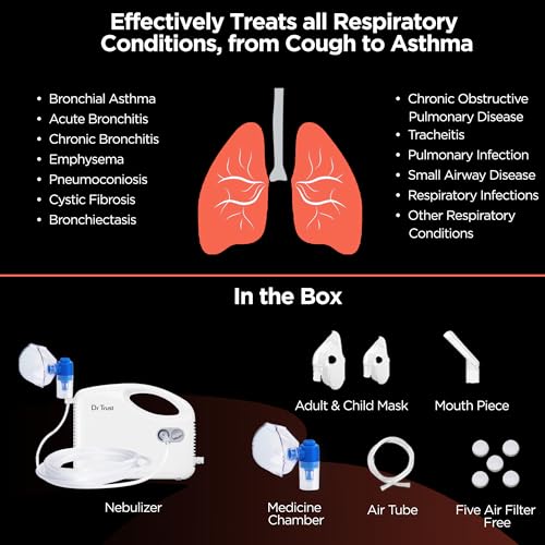 Dr Trust USA Compressor Nebulizer Machine Complete Kit for Adults and Kids with Mask (White) (Image - 5)