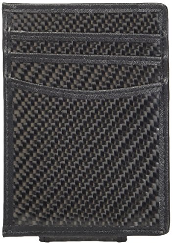 SUIEK Men's Money Clip RFID Thin Wallet - Leather Magnetic Front Pocket Slim Wallet (Black (Carbon Fiber - 6 Card Slots))