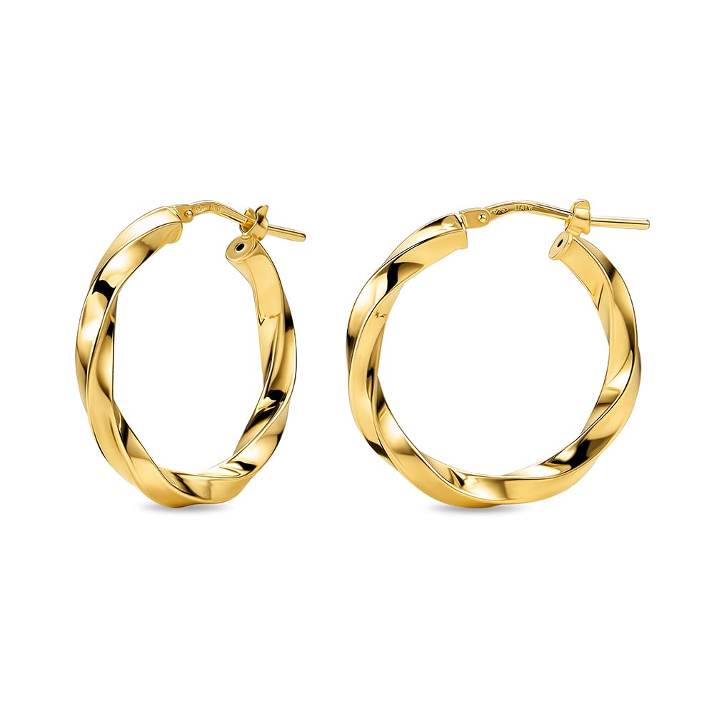 MIORE Schmuck, Ohrringe Silber 925- Silber Vergoldet 18K Gold, Creolen Silber mit Oder Ohne Zirkonia, Gekreuzte Kreolen, Runde Hoops Ohrringe Damen, Ohrschmuck