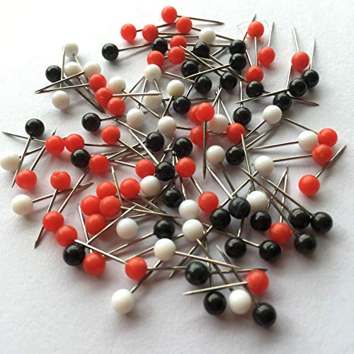 goeasybuy 300PCS 1/8 Inch Red,Black.White Map Tacks Pushpins Map Tacks,