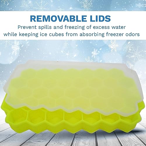 Bandeja de hielo honeycomb con tapa de silicona amarilla miniatura 3