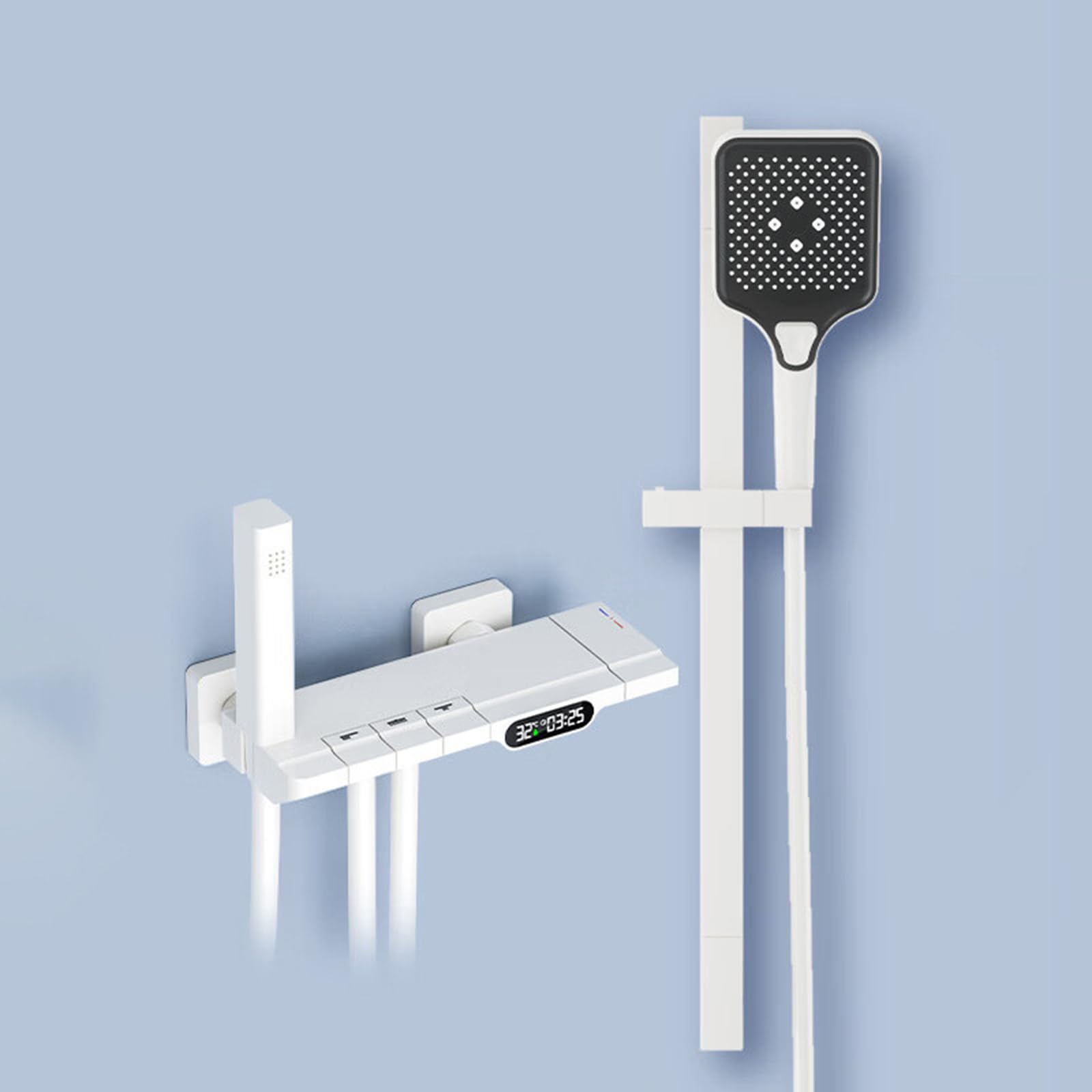 Mitigeur thermostatique baignoire moderne blanche avec pulvérisateur réglable 3 modes