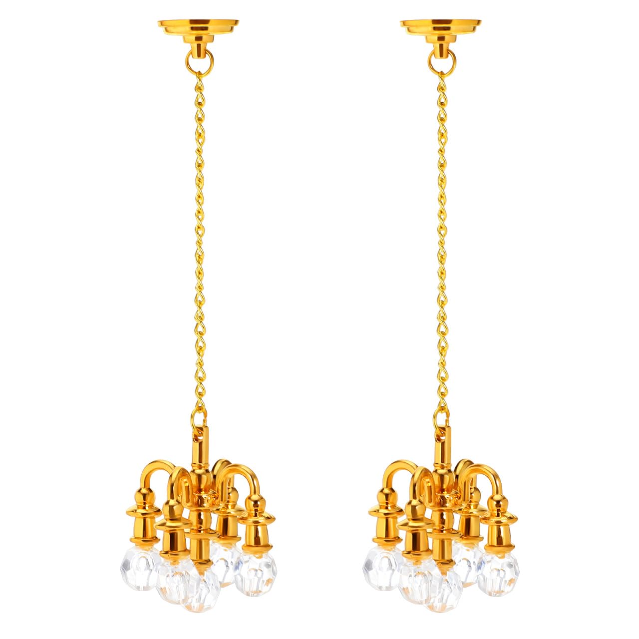 TOYANDONA 2 Pcs Mini Chandelier Dollhouse Ceiling Lights 1 12 Scale Crystal Pendant Lighting for Dollhouse Accessories and Playing House Decorations