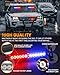 XRIDONSEN 2x 10.7 inch Red Blue Police Lights 24 LED Emergency Strobe Lights Warning Flashing Safety Side Window Front/Rear Windshield Light Grill Surface Mount for Law Enforcement Vehicles Trucks Car