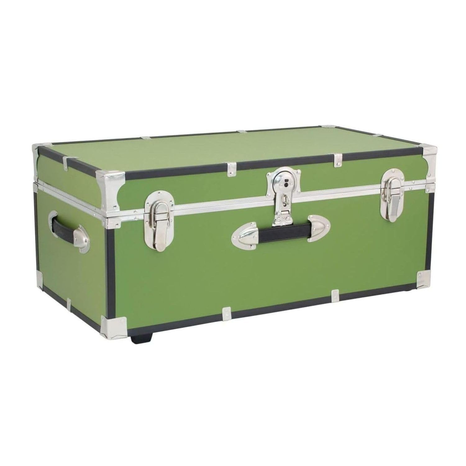 HomeStock Rustic Romance Heavy Duty 30" Under Bed College Storage Trunk with Lock, Latch Closure Type, 15.75" D x 30" W x 12.25" H, Ideal Camp Dorm Room Trunk Footlocker Olive Grove