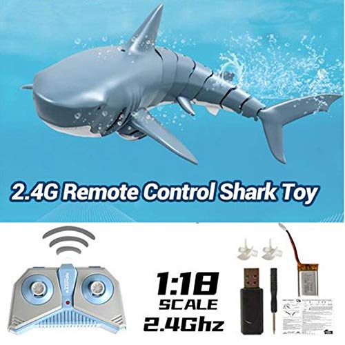 Ecisi Velocity RC Boat Toy, Simulation Remote Control Shark Boat, 2.4G High Speed ??USB Charging Shark Model, Pool Toys Swim in Water para niños Regalo de Adultos