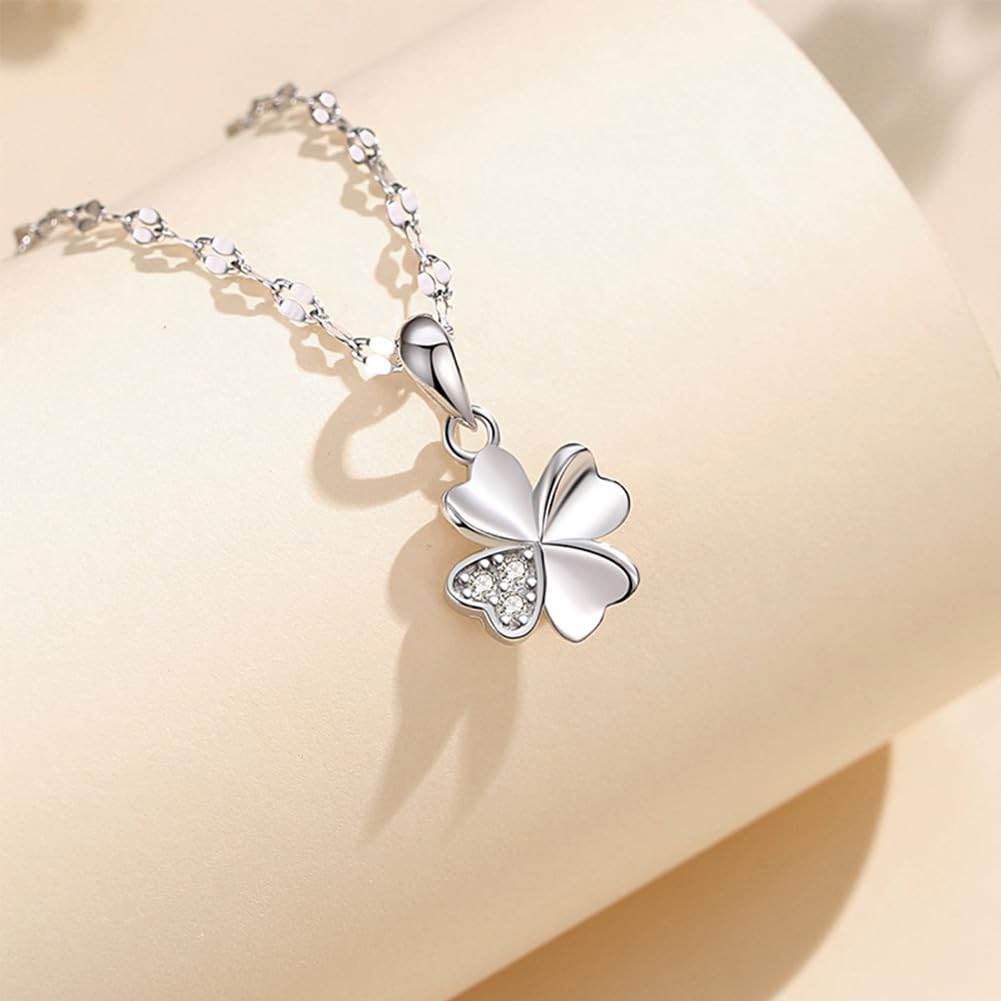 Für Damen Vierblättrige Halskette Sterling Silber Kleeblatt Anhänger Halsketten Kette Geben Sie Freundin De Geburtstagsgeschenk