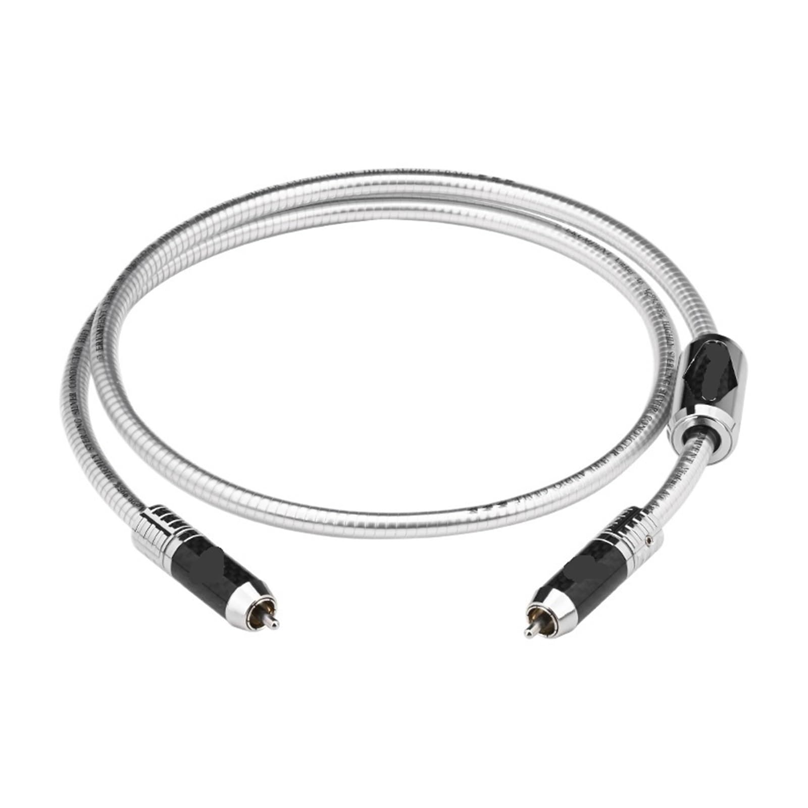 75Ohms Sterling Silver Professional RCA Digital Coaxial Cable Self-locking Audio for DAC Home Theater TV(0.5m)