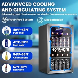 Electactic Mini Fridge 130 Can Beverage Refrigerator Cooler, 3.2 Cu.Ft Drink Fridge forSoda Wine Beer, Digital Temperature Control Cooler for Home, Dorm, Bar