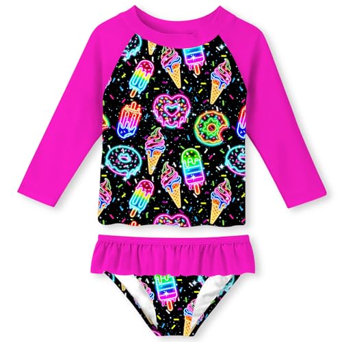 Image of UNIFACO Toddler Girls Swimsuit Rashguard Set Summer Beach Breathable Tankini with UPF 50+ Sun Protection 2-8T