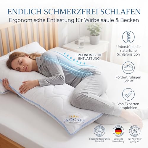 PROCAVE Seitenschläferkissen Top Cool - Kissen lang - atmungsaktives Schlafkissen - Kissen für...