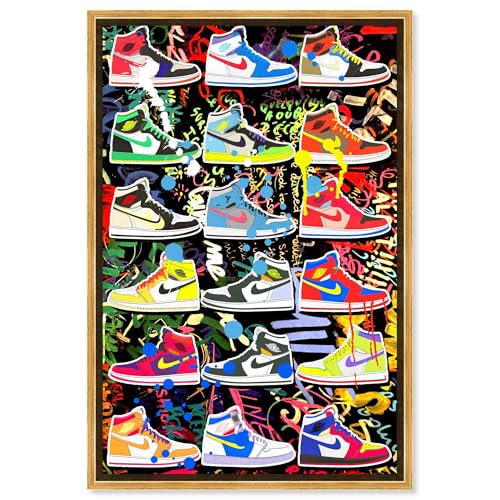 Bright and Bold Sneaker Collection Canvas Urban Graffiti Wall Art