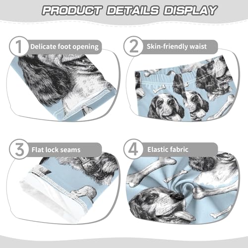 Girls' Athletic Leggings Ankle Length Yoga Dance Pants Kids Teen 4T Lines Dog Bone3