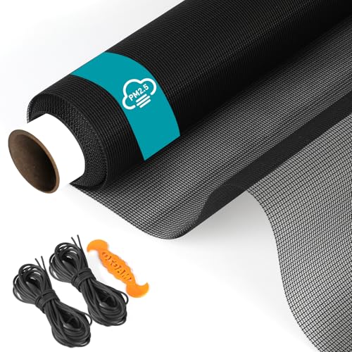 FCSOTSPS Window Screen,40Mesh High Density Dust and Pollen Filtration Anti-Allergy Window Screen Mesh,37.4IN x 16.4FT Polyester Screen Replacement Repair Kit for Window, Door,Patio,Porch