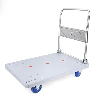 34" *22" *34" Push Cart Dolly Cart 330lb Platform Truck Luggage Cart Folding Flatbed Dolly with 360 Degree Swivel Wheels Foldable Push Hand Cart for Loading and Storage (PBC-Grey-l)