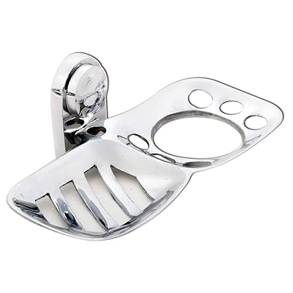 ZAP Soap Dish with Toothbrush Stand, Bathroom Accessories for Home AISI 304 Stainless Steel, Corrosion Free, Anti Rust