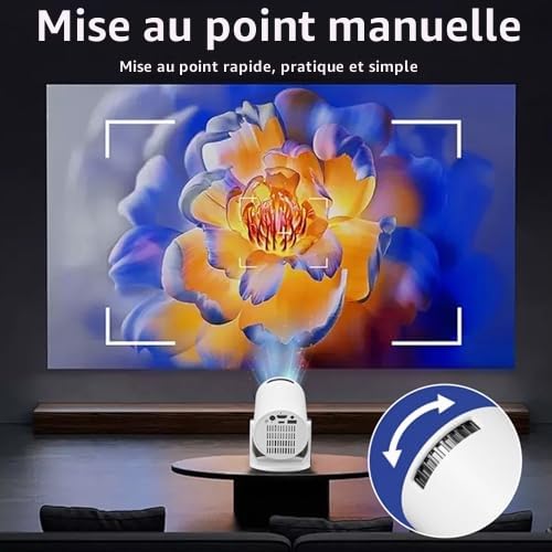 Petit Projecteur WiFi 1080P Portable LED Réglable 270° Correction Trapézoïdale Téléphone Android Clé USB TV