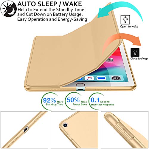 Image of DuraSafe Cases for iPad 9.7 Inch 5 Gen 2017 6 Gen 2018 [iPad 5th 6th ] A1893 A1822 A1954 MRJN2HN /A MR7G2HN /A MR7F2HN /A MP2F2HN /AiPad Cover with Translucent Frosted Hard Back - Gold