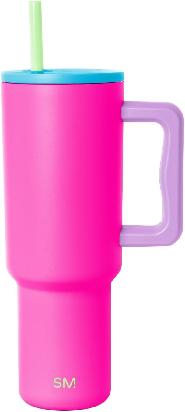 Simple Modern 40 oz Tumbler with Handle and Straw Lid | Insulated Reusable Stainless Steel Water Bottle Travel Mug Cupholder Use | Gifts for Women Men Him Her | Trek Collection | 40oz | 80s Mix