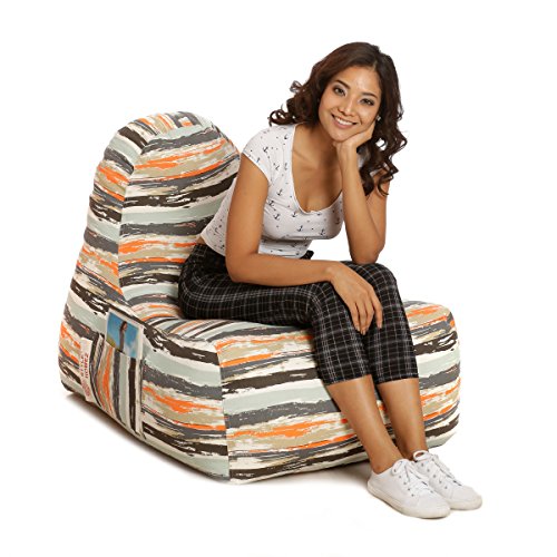 Image of Style Homez Hackey Cotton Canvas Stripes Printed Bean Bag XXL Size Filled with Beans Fillers