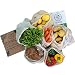 Produktbild bun-di ECO 6er Set Wiederverwendbare Obst- und Gemüsebeutel aus Baumwolle mit Saisonkalender und Brotbeutel in Geschenkbox Nachhaltige Einkaufsnetze | Obstnetze | Gemüsenetze mit Gewichtsangabe