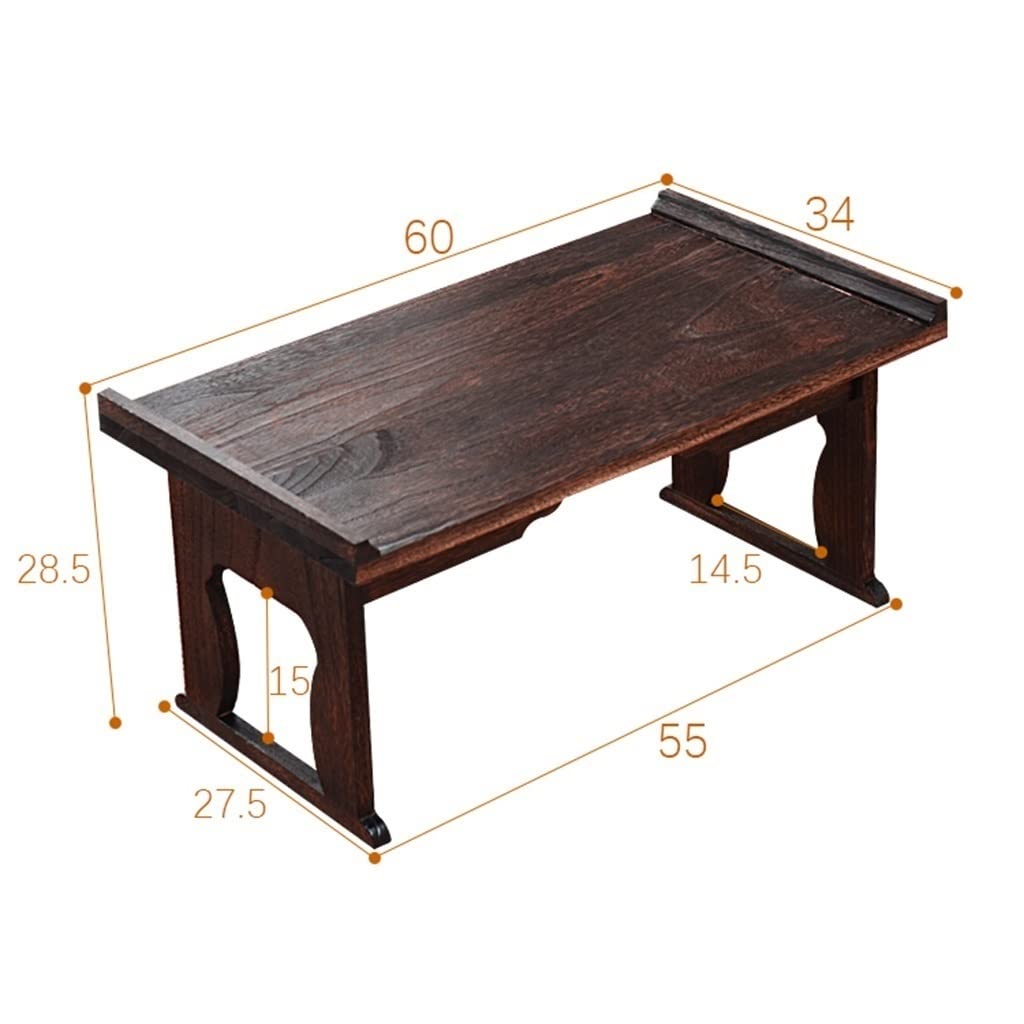 Tavolo basso pieghevole in legno in stile giapponese, per tè e caffè, antico altare da meditazione, mobili da pavimento e studio, 80 x 44 x 35 cm, tavolo marrone