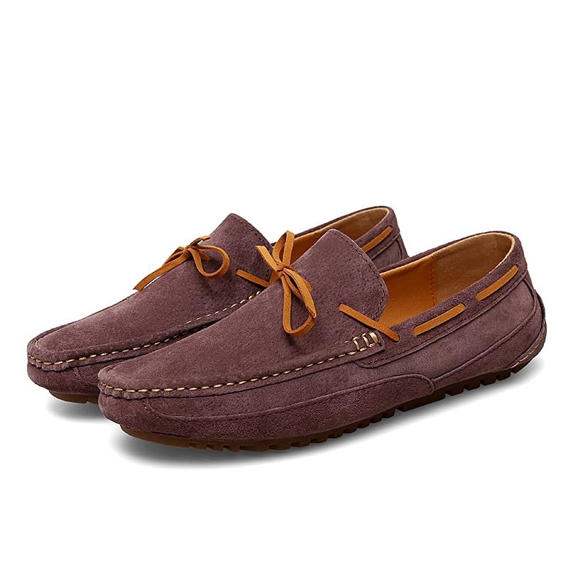 Men's Loafers Shoes Round Toe Leather Boat Shoes Comfortable Lightweight Flexible Walking Casual Slip-on(Brown,10 M US)3