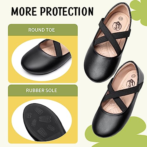 Trary Girls Dress Shoes With Crossover Straps Ballet Flats Mary Jane Shoes For Girls Black #TOP4