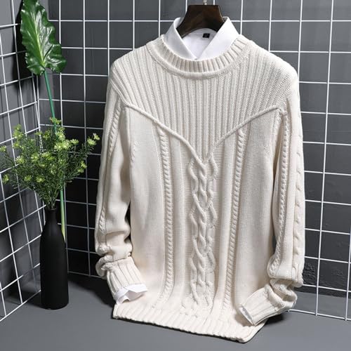 Men's Sweater Cable Knit Twist Patterned Textured Sweaters Crewneck Long Sleeve Knitwear Pullover3