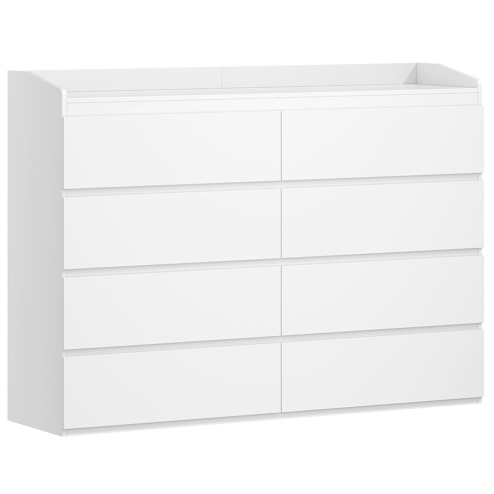 Hzuaneri Cassettiera, 8 cassetti, Mobile Laterale con Piano di Lavoro, Armadietto con Corrimano Superiore, Mobile Ingresso, Stile Moderno, Adatto per Soggiorno, Camera da Letto, Bianco DC32903X