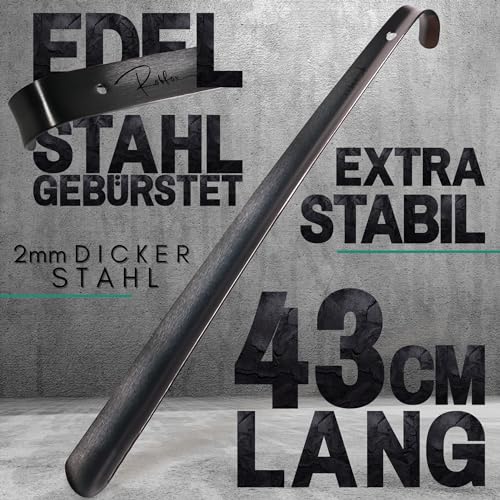 Schuhlöffel Robfox 43 cm stabiler Schuhanzieher aus gebürstetem Stahl