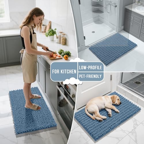 Image of Yimobra Bathroom Rugs Sets 2 Piece, Super Absorbent Bath Mat Set,Denim Blue