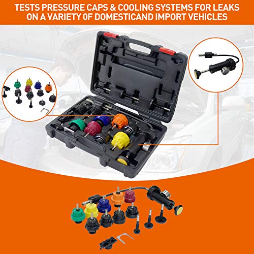 PONO 16 Pcs Radiator Coolant Pressure Tester Tool Kit, Cooling System Testing Tool, Vacuum Vehicle Universal Compatible with Most of Cars