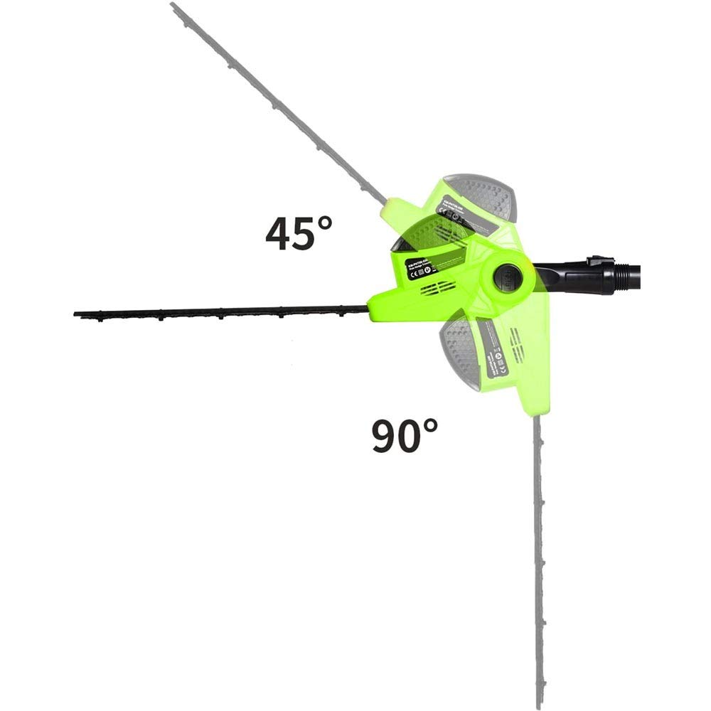 BAKAJI Cortasetos telescópico eléctrico con barra extensible, corta setos hoja 41 cm con inclinación, hoja ajustable mantenimiento jardín, cortabordes desbrozadora (700 W con motosierra 2 en 1)
